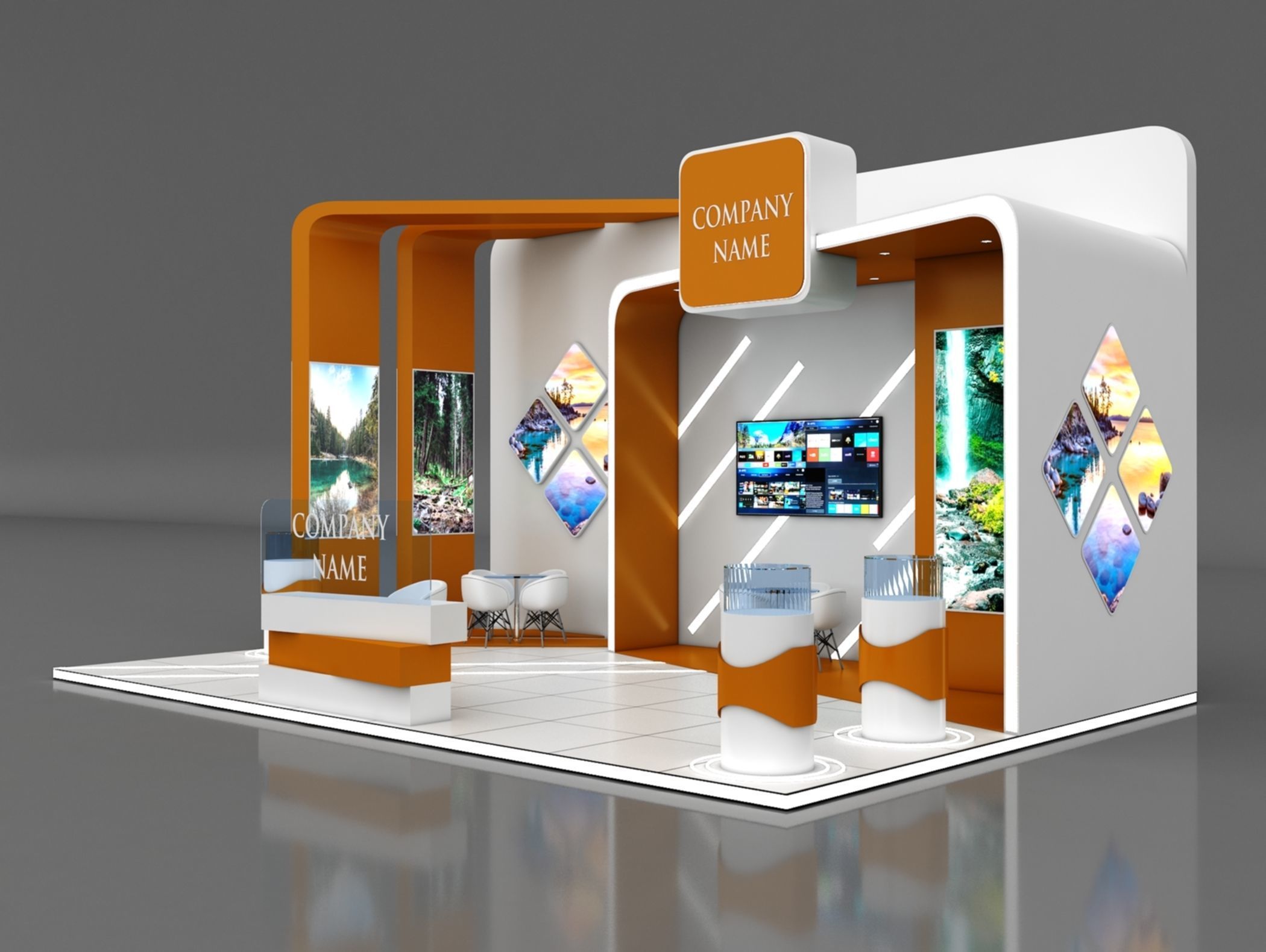 Booth Exhibition Stand Stall 9x6m Height 500 cm 3 Side Open 3D model_2