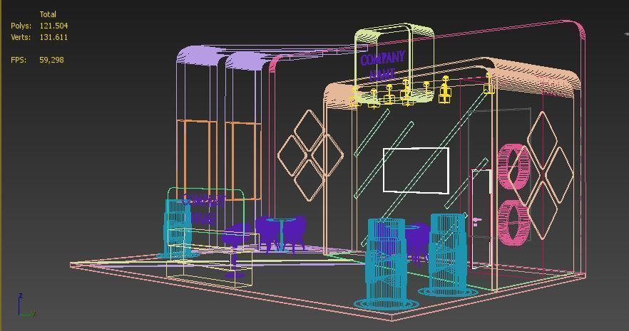 Booth Exhibition Stand Stall 9x6m Height 500 cm 3 Side Open 3D model_4