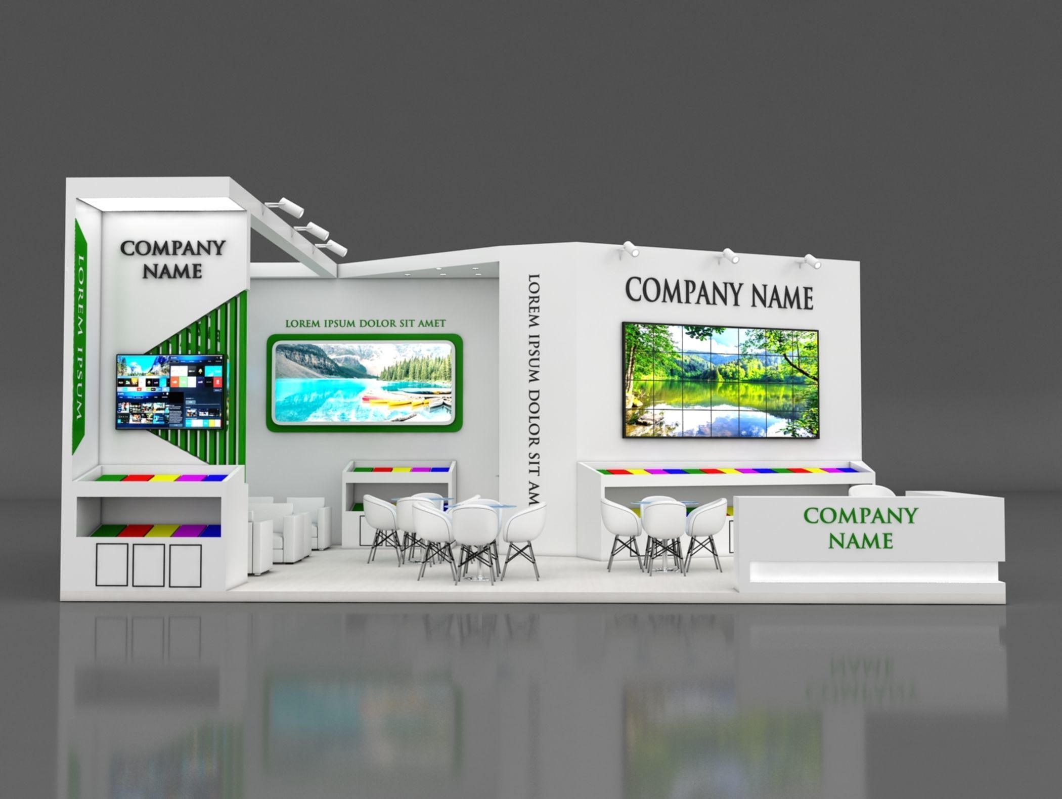 Booth Exhibition Stand Stall 9x6m Height 400 cm 2 Side Open 3D model_3