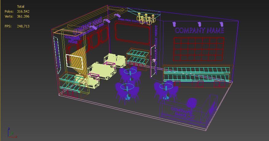 Booth Exhibition Stand Stall 9x6m Height 400 cm 2 Side Open 3D model_5