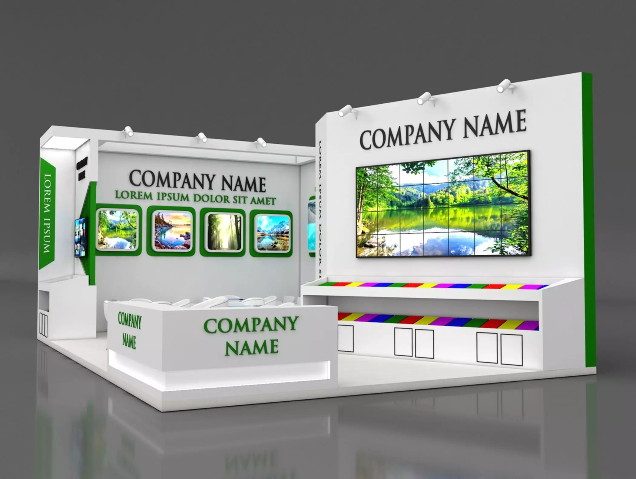Booth Exhibition Stand Stall 9x6m Height 400 cm 2 Side Open 3D model_0