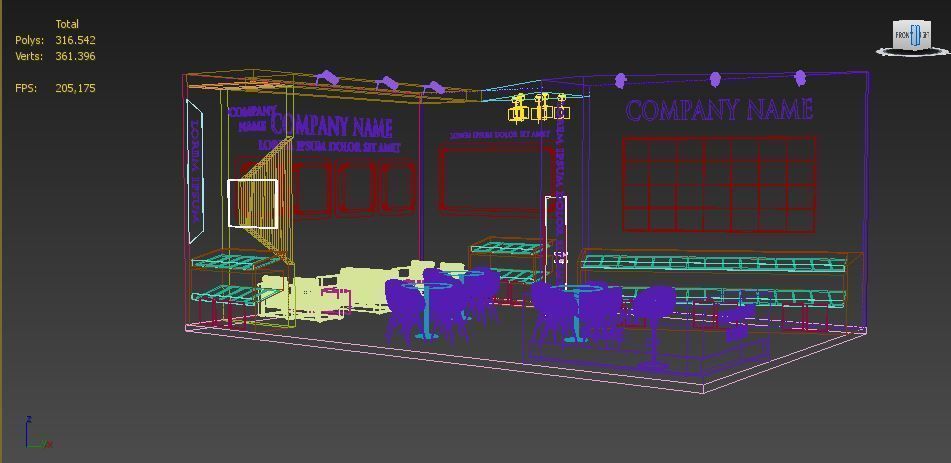 Booth Exhibition Stand Stall 9x6m Height 400 cm 2 Side Open 3D model_4