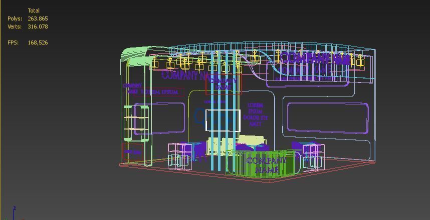 Booth Exhibition Stand Stall 8x8m Height 500 cm 2 Side Open 3D model_4