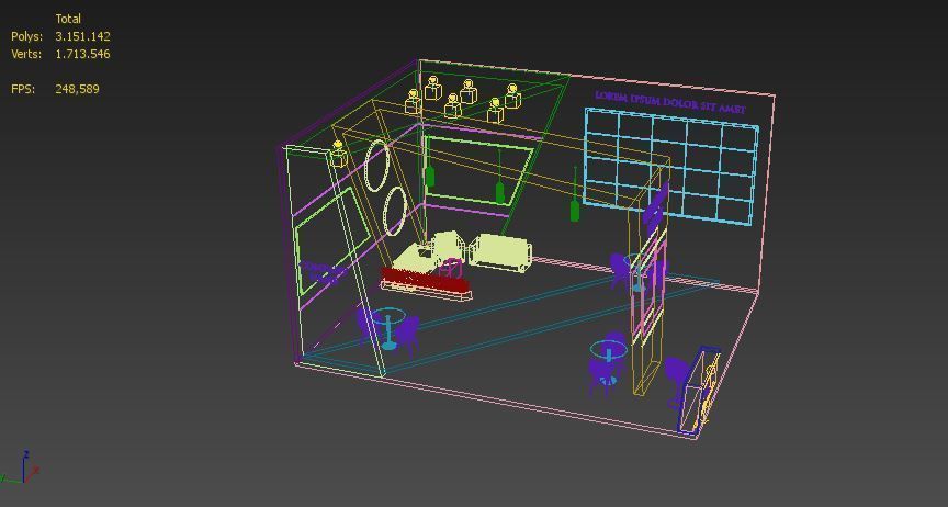 Booth Exhibition Stand Stall 8x7m Height 500 cm 2 Side Open 3D model_5