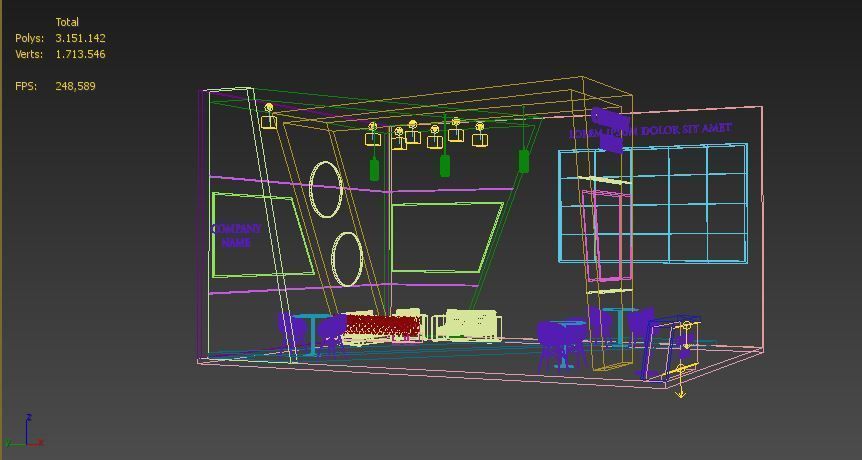 Booth Exhibition Stand Stall 8x7m Height 500 cm 2 Side Open 3D model_4
