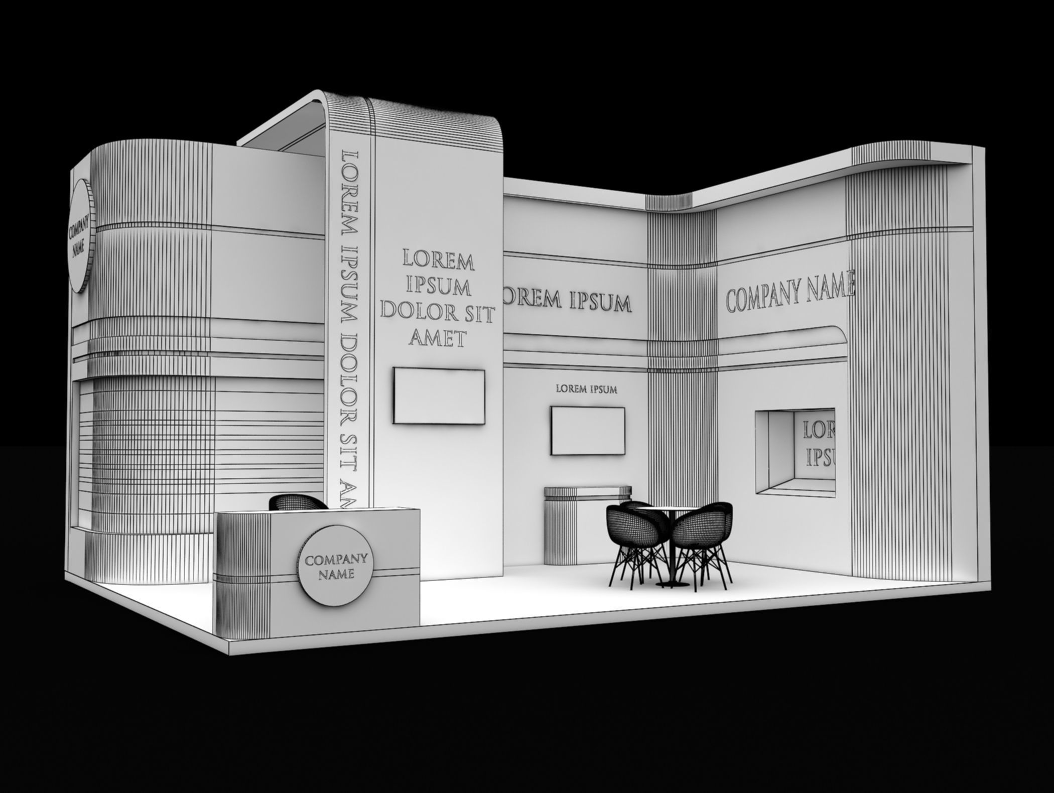 Booth Exhibition Stand Stall 8x6m Height 500 cm 2 Side Open 3D model_6