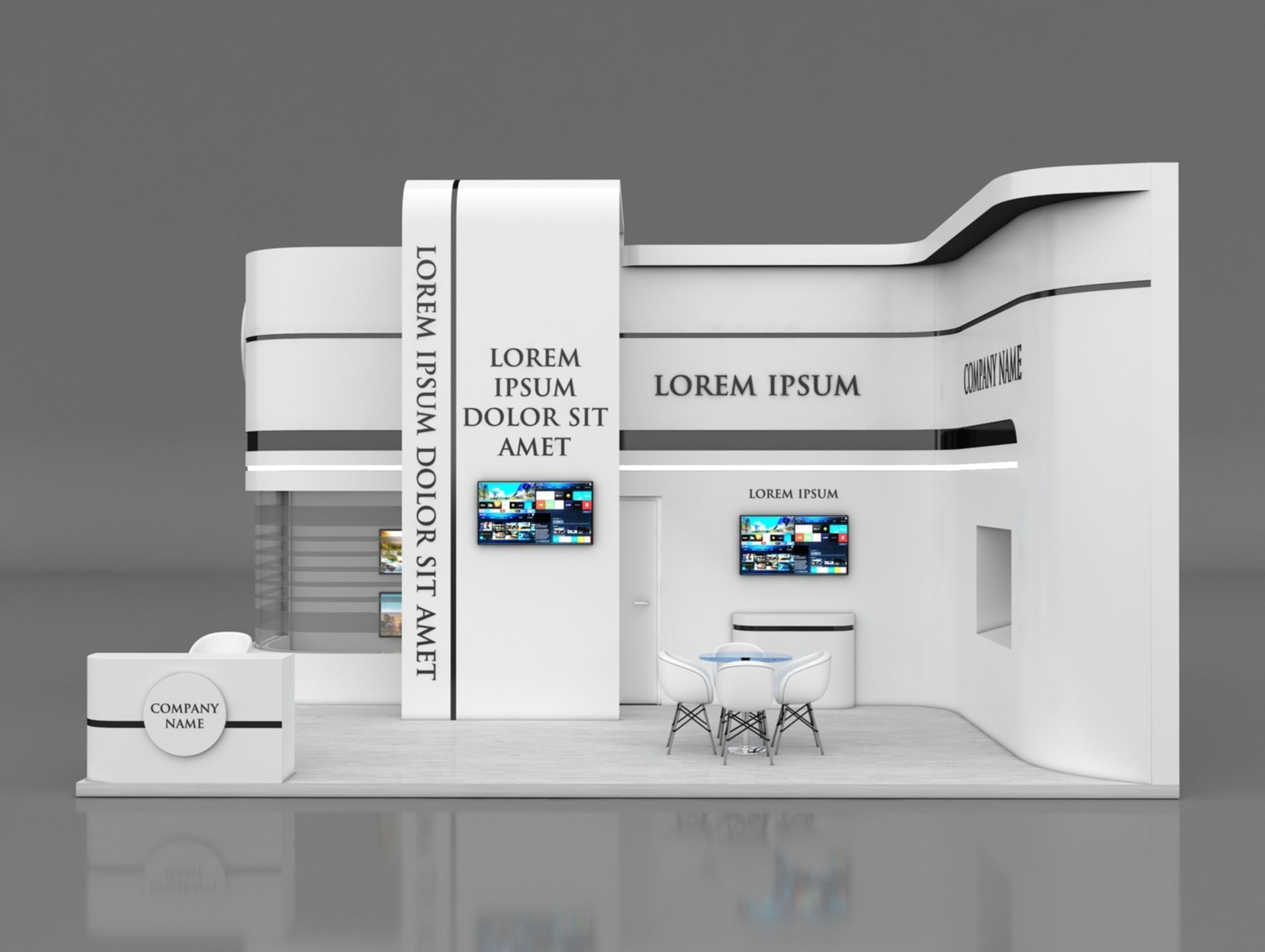 Booth Exhibition Stand Stall 8x6m Height 500 cm 2 Side Open 3D model_3