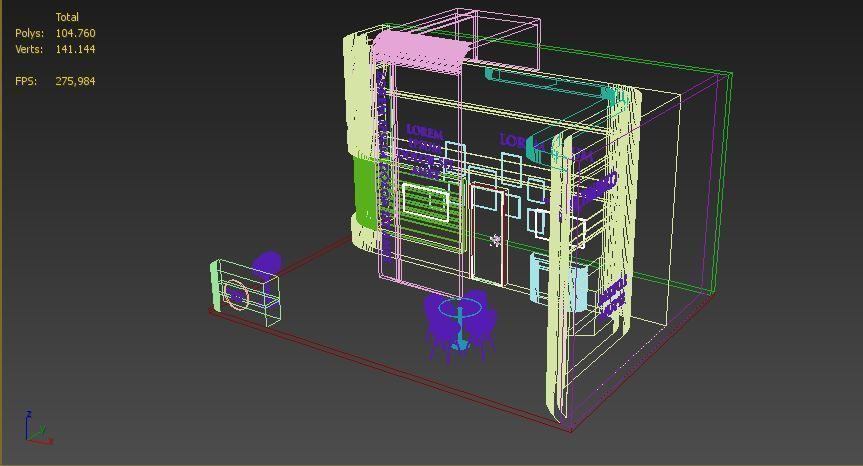 Booth Exhibition Stand Stall 8x6m Height 500 cm 2 Side Open 3D model_5