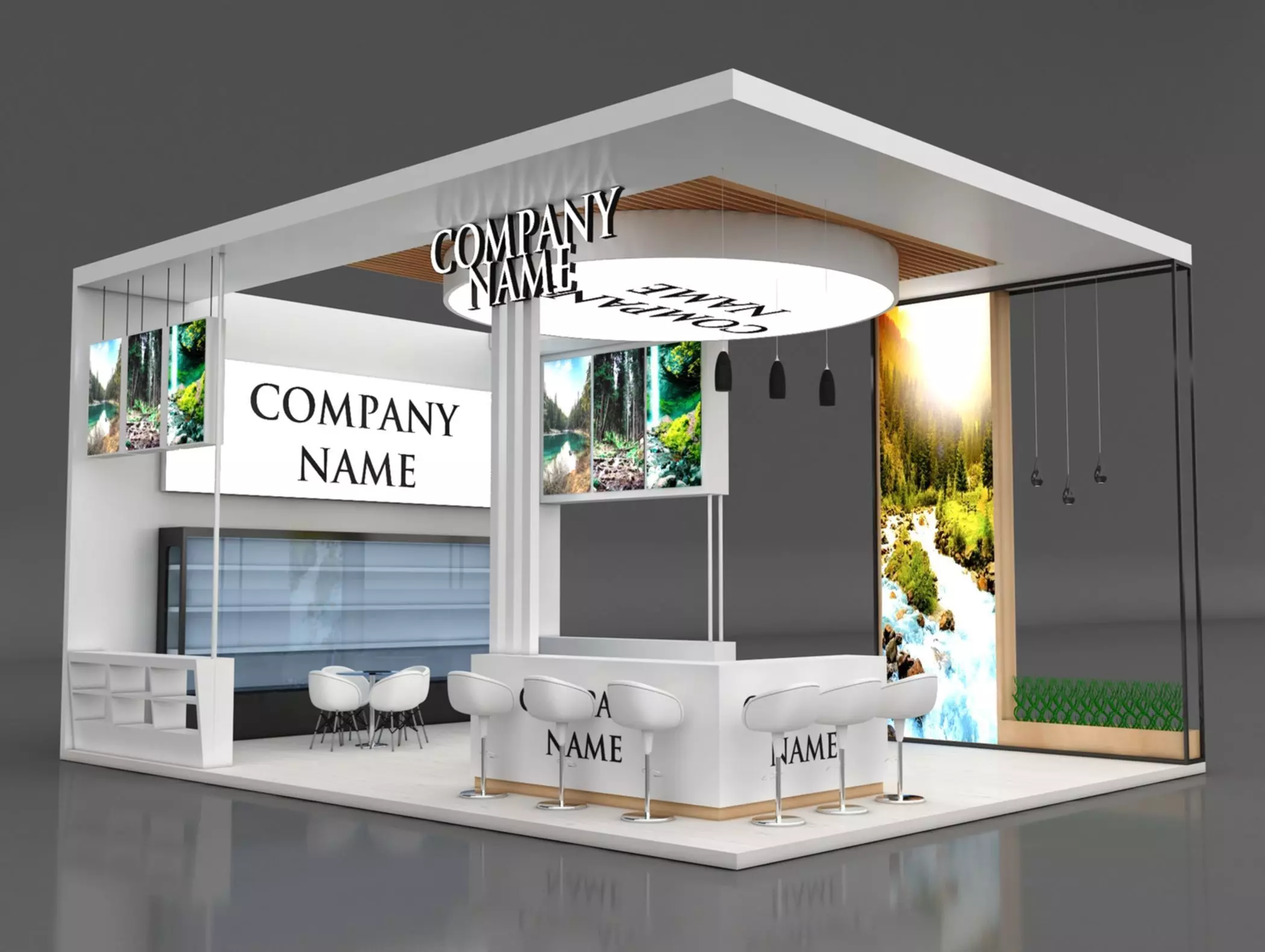 Booth Exhibition Stand Stall 7x9m Height 500 cm 3 Side Open 3D model_0