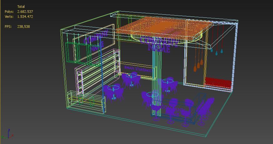 Booth Exhibition Stand Stall 7x9m Height 500 cm 3 Side Open 3D model_5