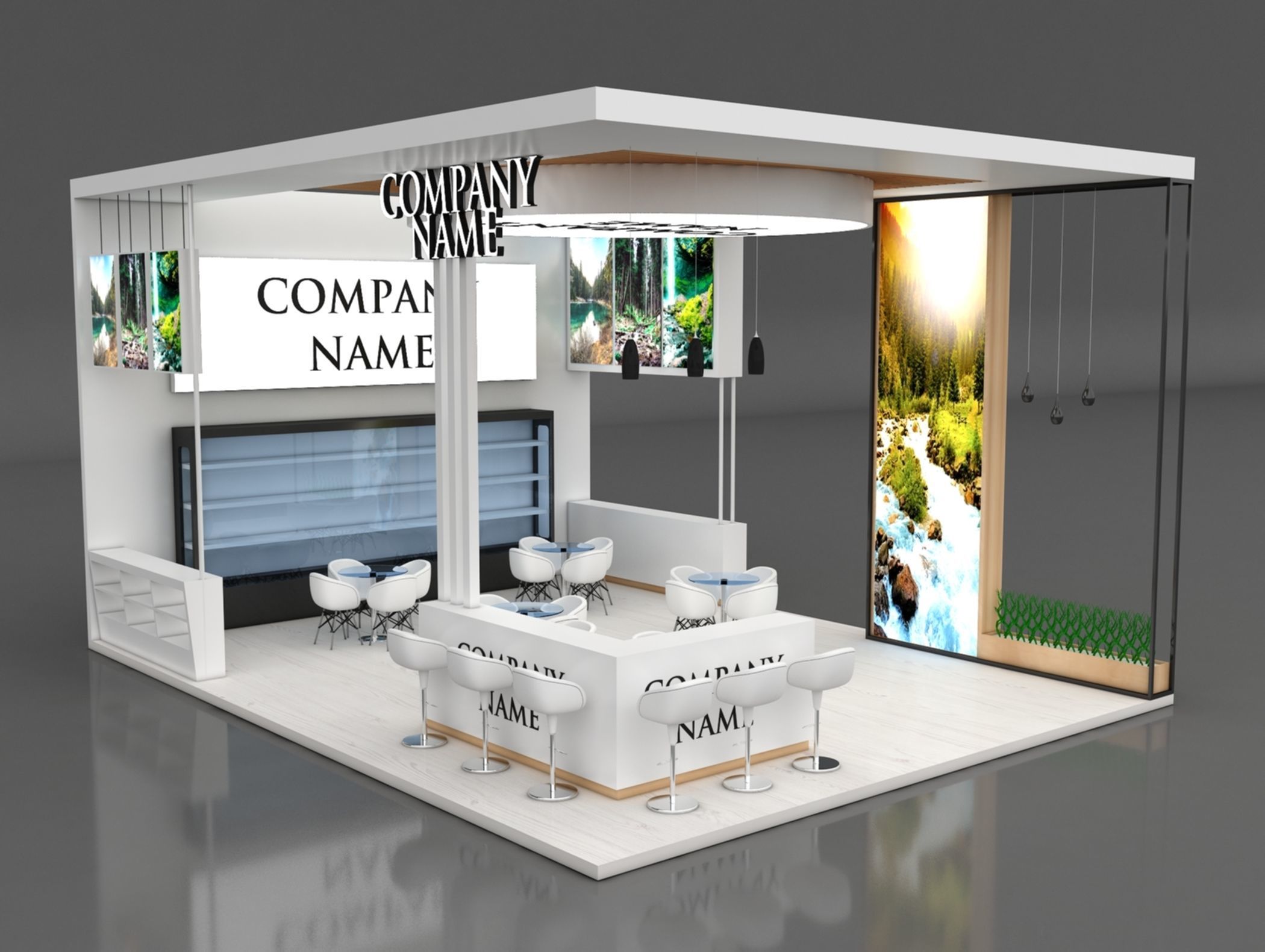 Booth Exhibition Stand Stall 7x9m Height 500 cm 3 Side Open 3D model_1