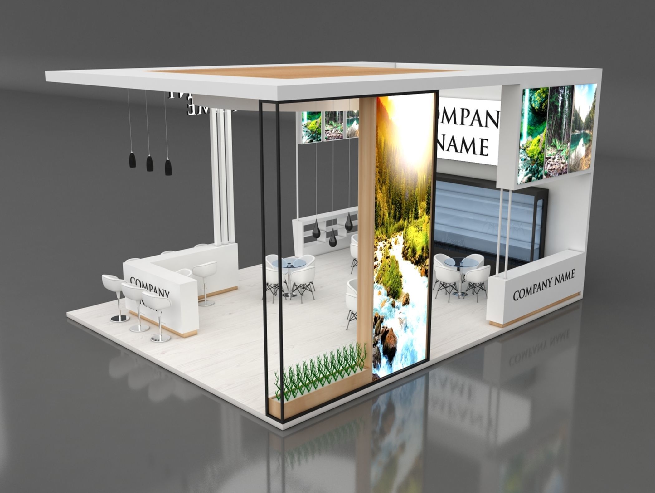 Booth Exhibition Stand Stall 7x9m Height 500 cm 3 Side Open 3D model_3