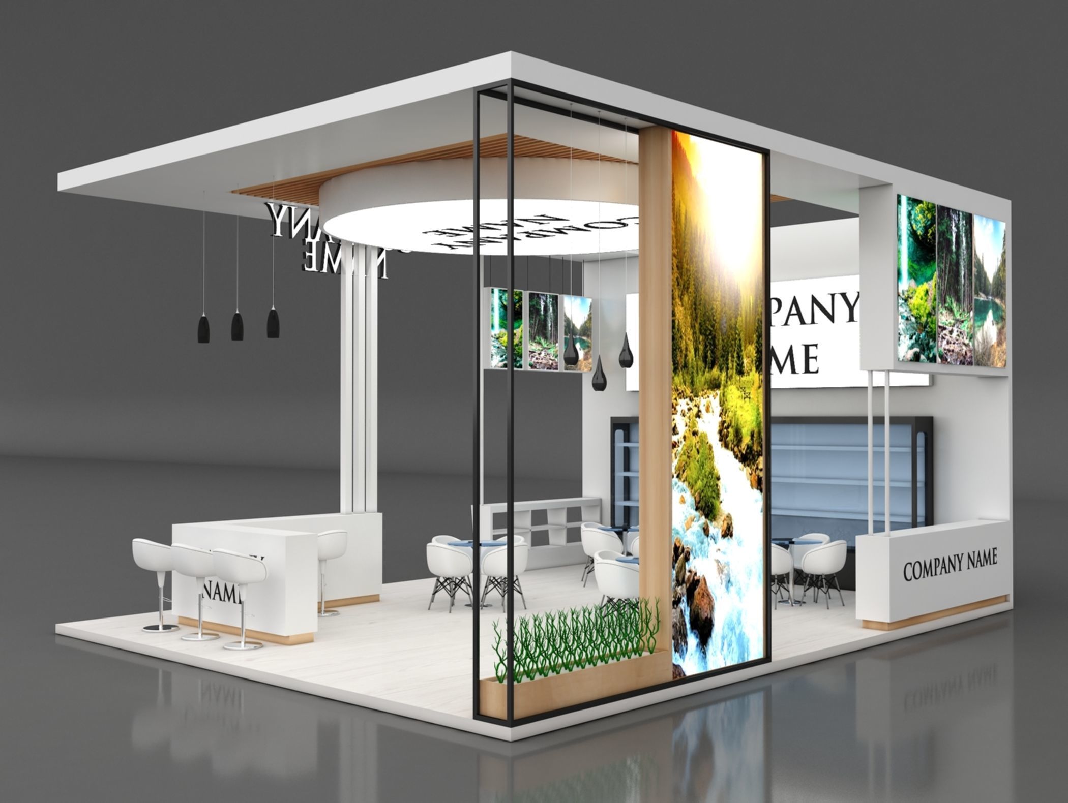 Booth Exhibition Stand Stall 7x9m Height 500 cm 3 Side Open 3D model_2