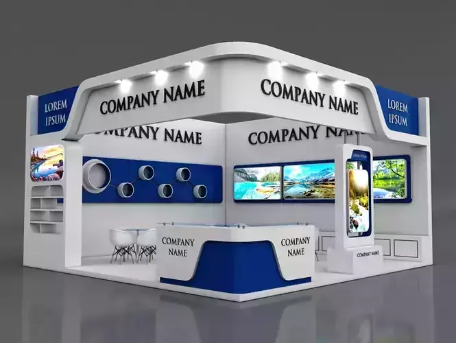 Booth Exhibition Stand Stall 7x7m Height 500 cm 2 Side Open 3D model