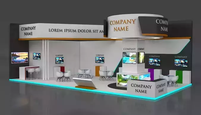 Booth Exhibition Stand Stall 7x14m Height 500 cm 2 Side Open 3D model