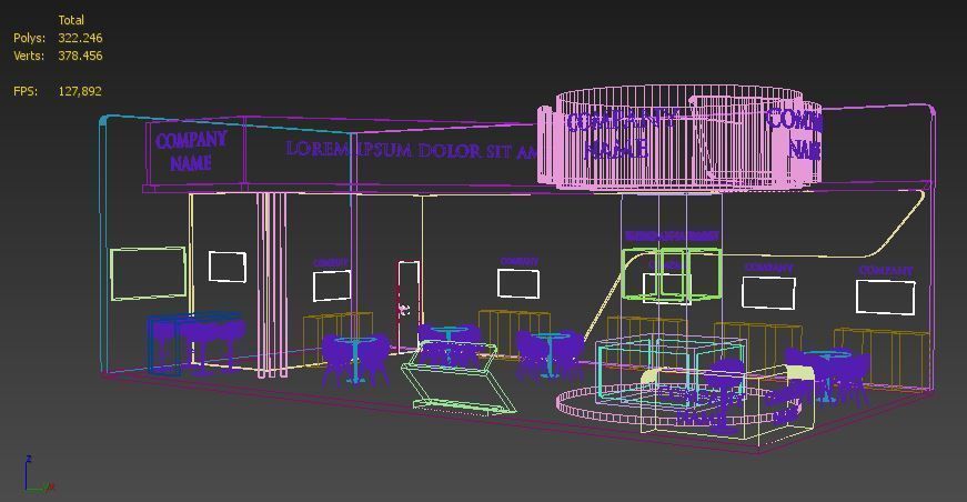 Booth Exhibition Stand Stall 7x14m Height 500 cm 2 Side Open 3D model_6