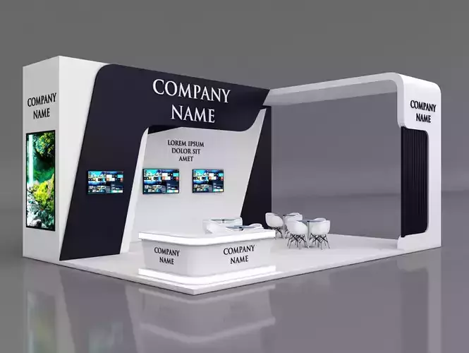 Booth Exhibition Stand Stall 7x10m Height 500 cm 3 Side Open 3D model