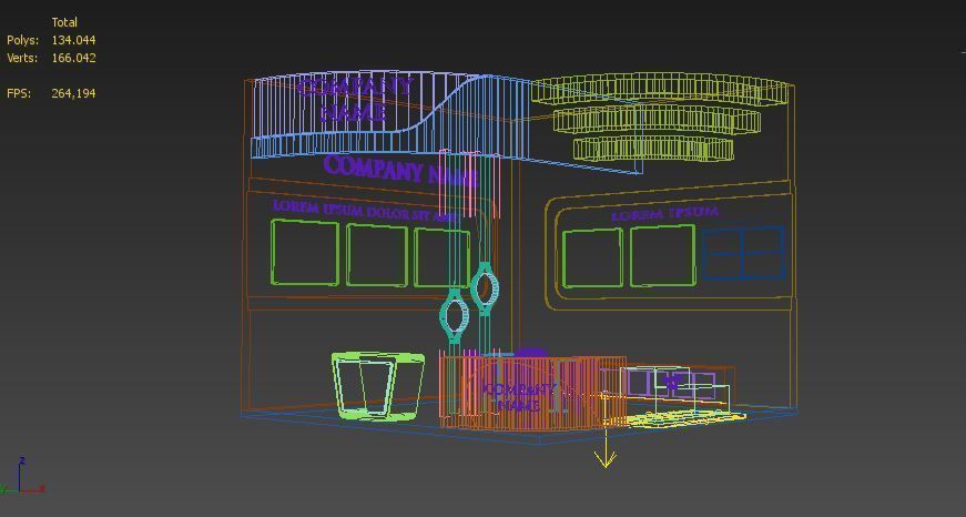Booth Exhibition Stand Stall 6x6m Height 500 cm 2 Side Open 3D model_4