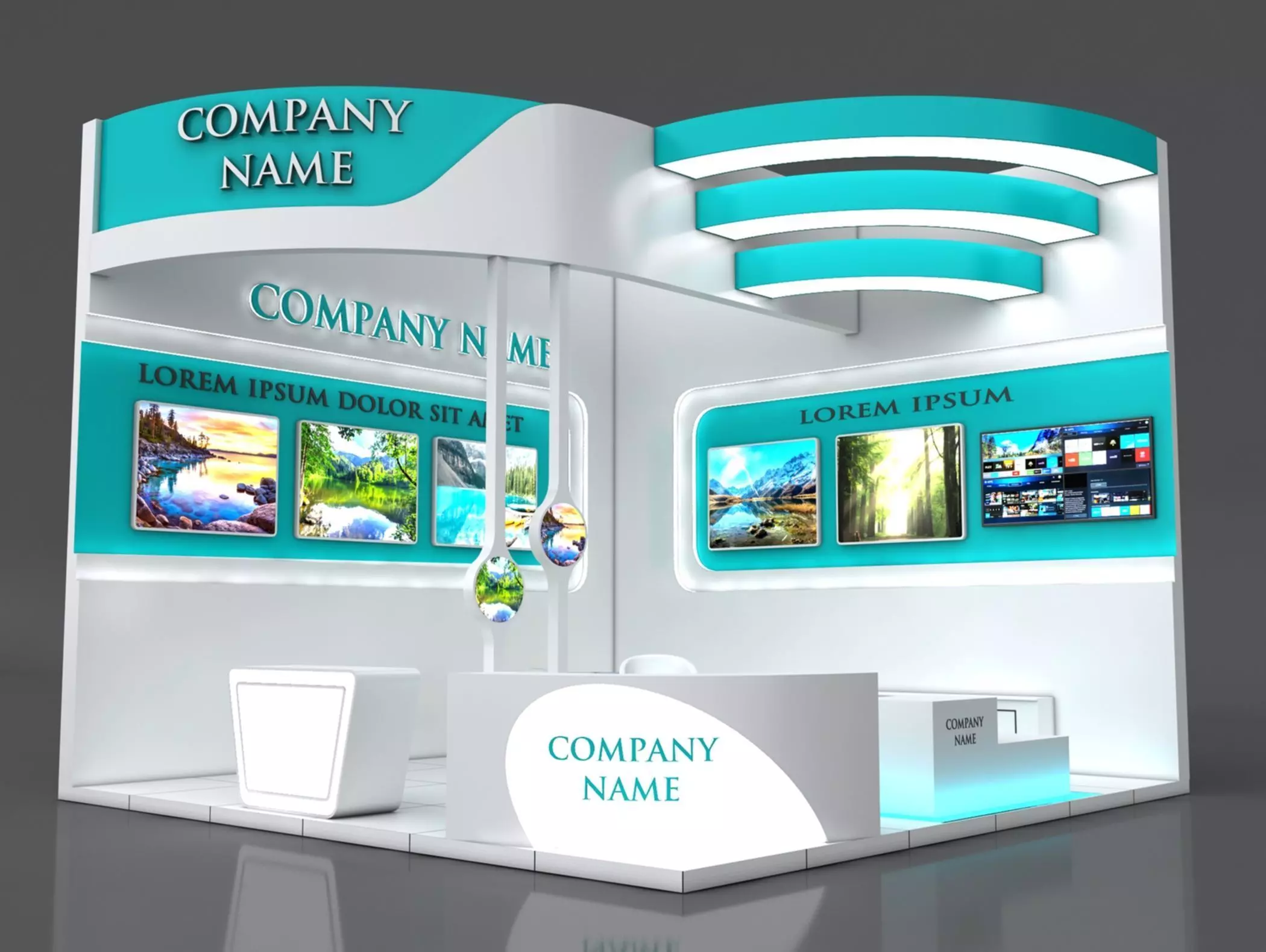 Booth Exhibition Stand Stall 6x6m Height 500 cm 2 Side Open 3D model_0