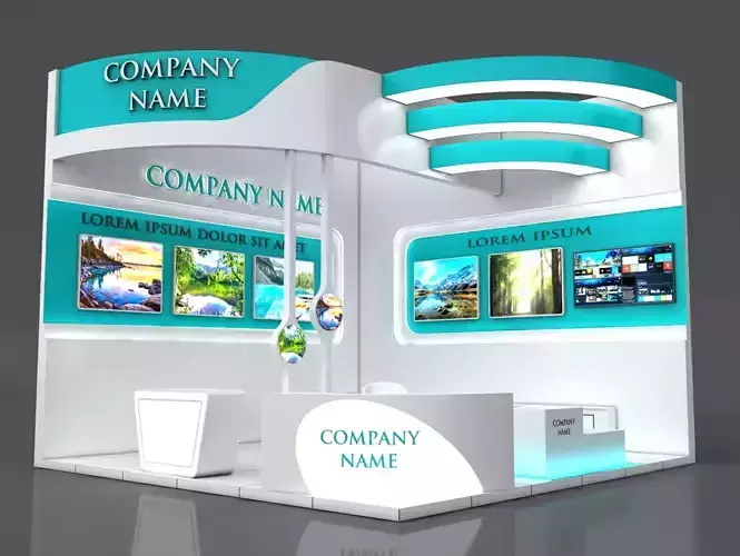 Booth Exhibition Stand Stall 6x6m Height 500 cm 2 Side Open 3D model Booth Exhibition Stand Stall 6x6m Height 500 cm 2 Side Open 3D model