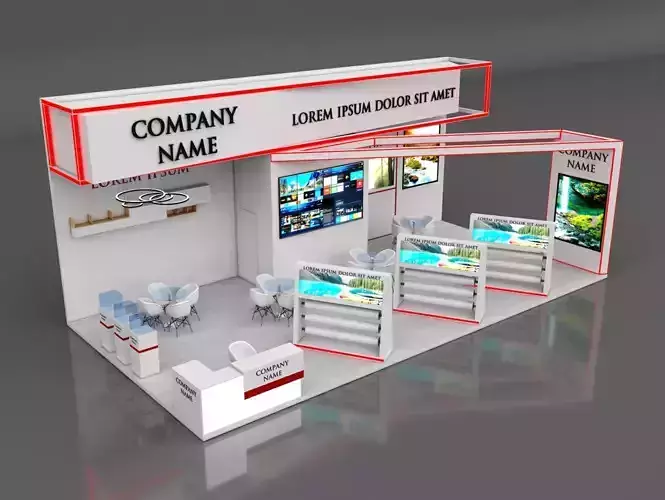 Booth Exhibition Stand Stall 6x12m Height 500 cm 3 Side Open 3D model Booth Exhibition Stand Stall 6x12m Height 500 cm 3 Side Open 3D model
