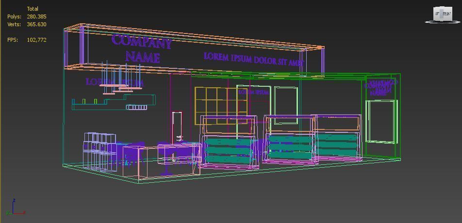 Booth Exhibition Stand Stall 6x12m Height 500 cm 3 Side Open 3D model_5