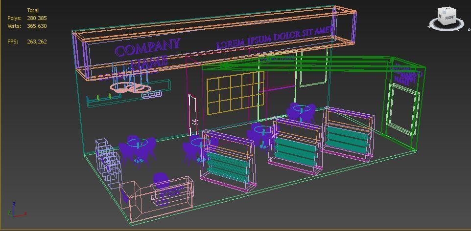 Booth Exhibition Stand Stall 6x12m Height 500 cm 3 Side Open 3D model_6