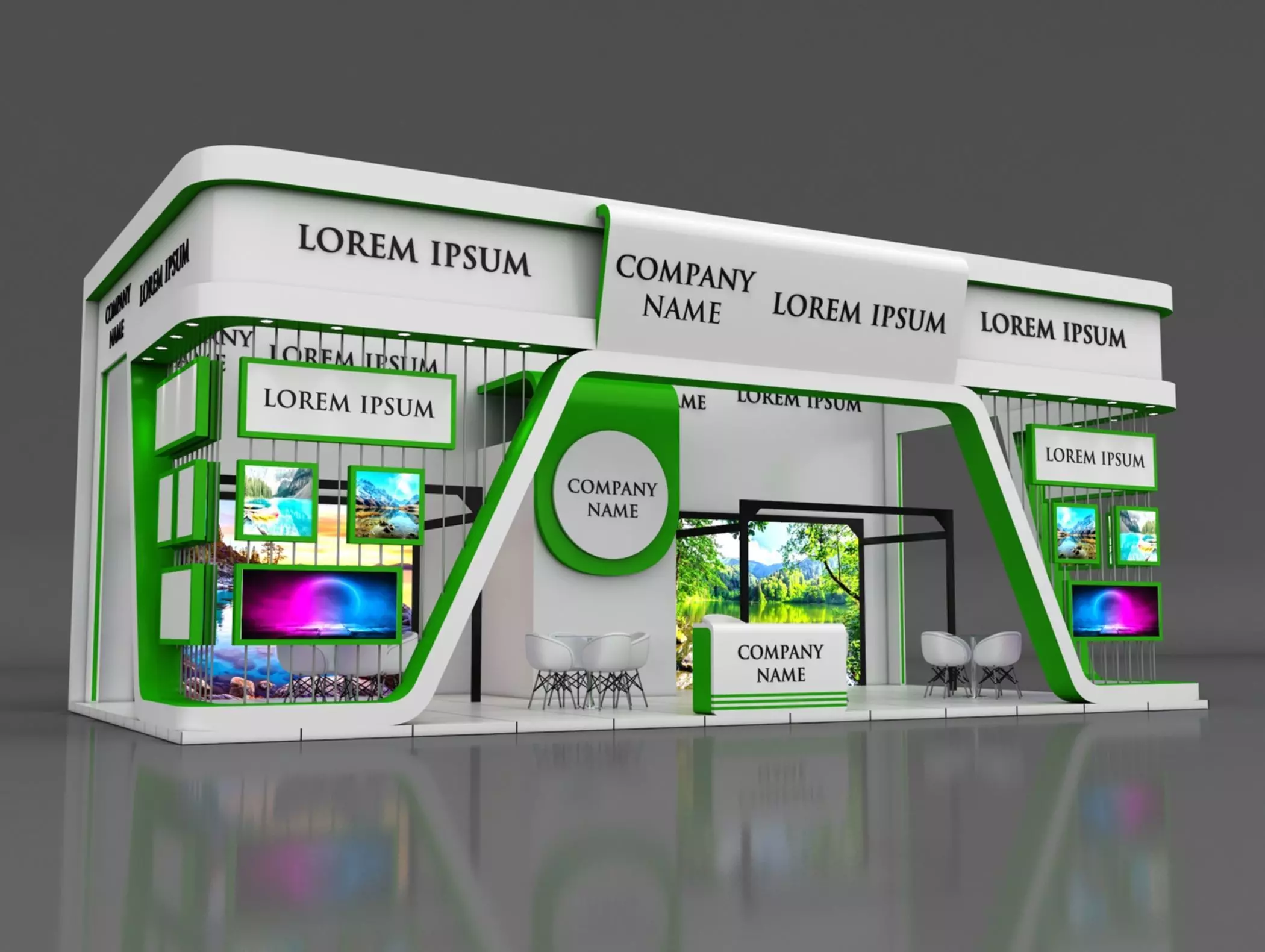 Booth Exhibition Stand Stall 6x12m Height 500 cm 3 Side Open 3D model_0