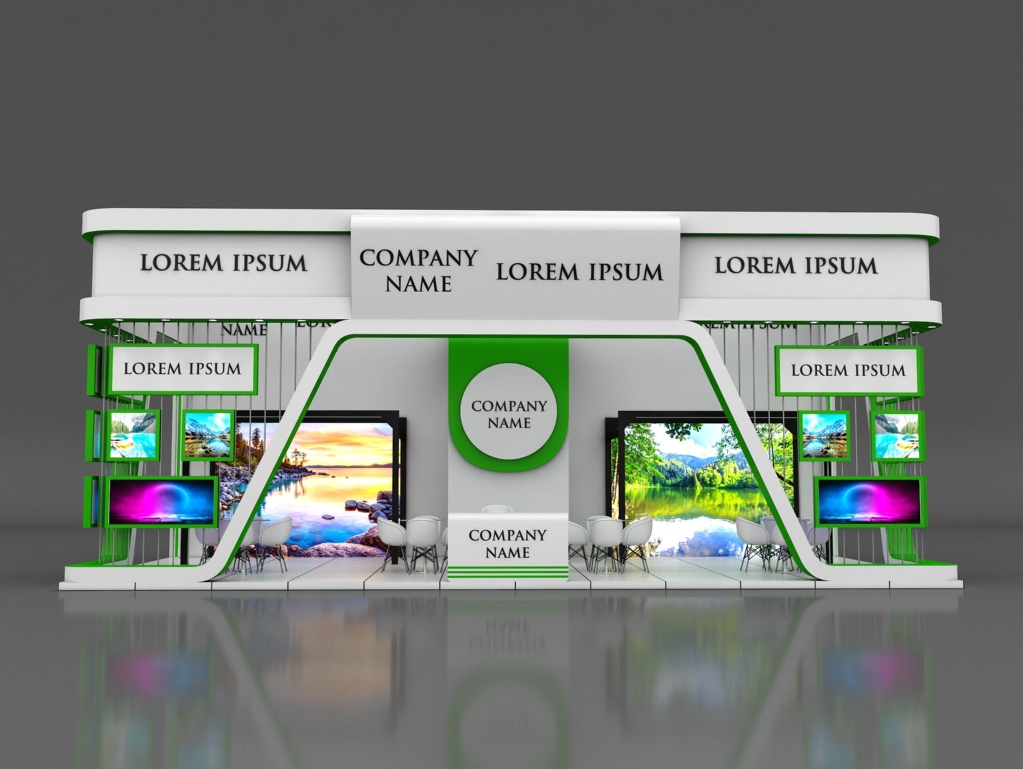 Booth Exhibition Stand Stall 6x12m Height 500 cm 3 Side Open 3D model_4