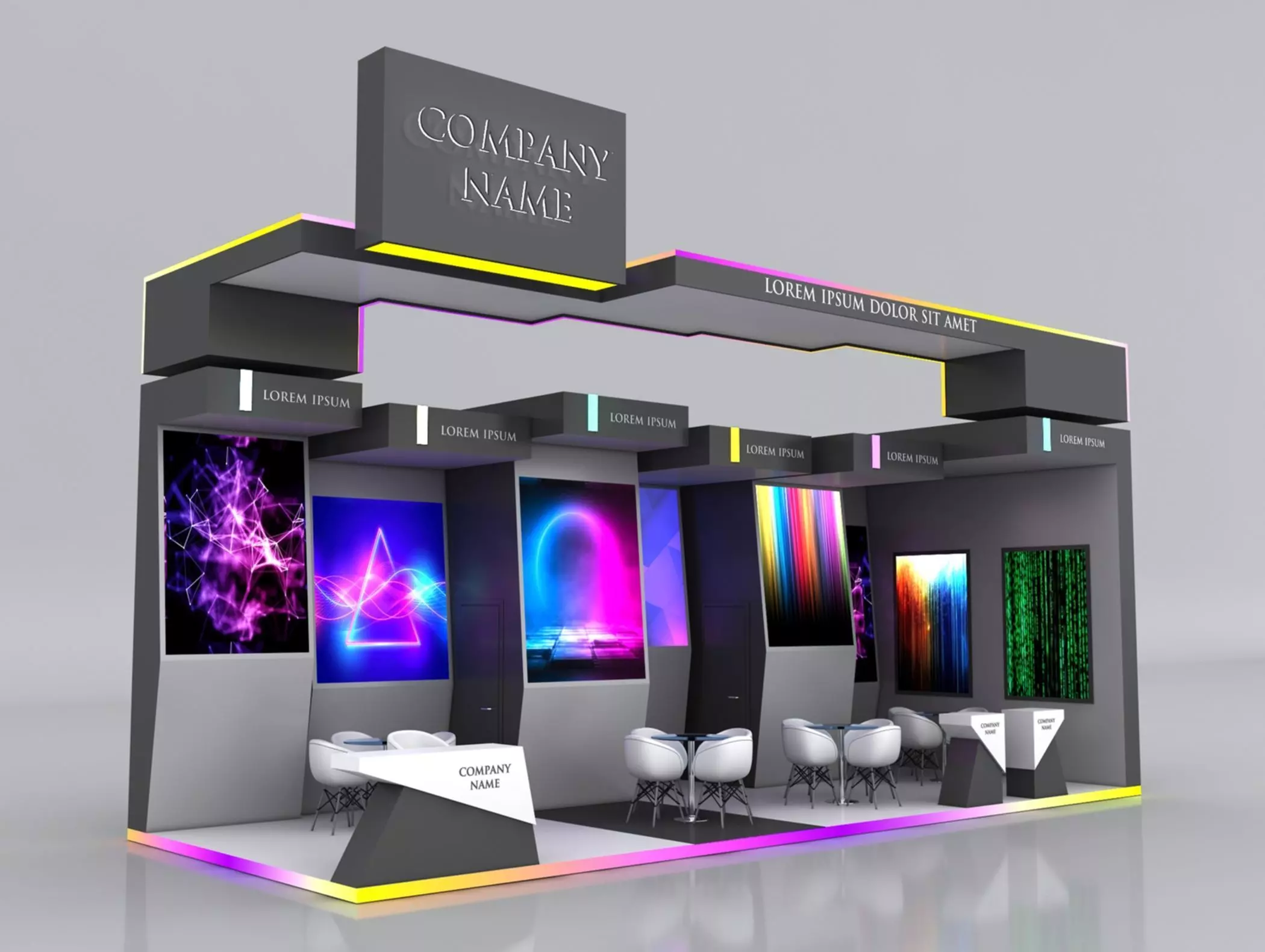 Booth Exhibition Stand Stall 4x10m Height 500 cm 2 Side Open 3D model_0