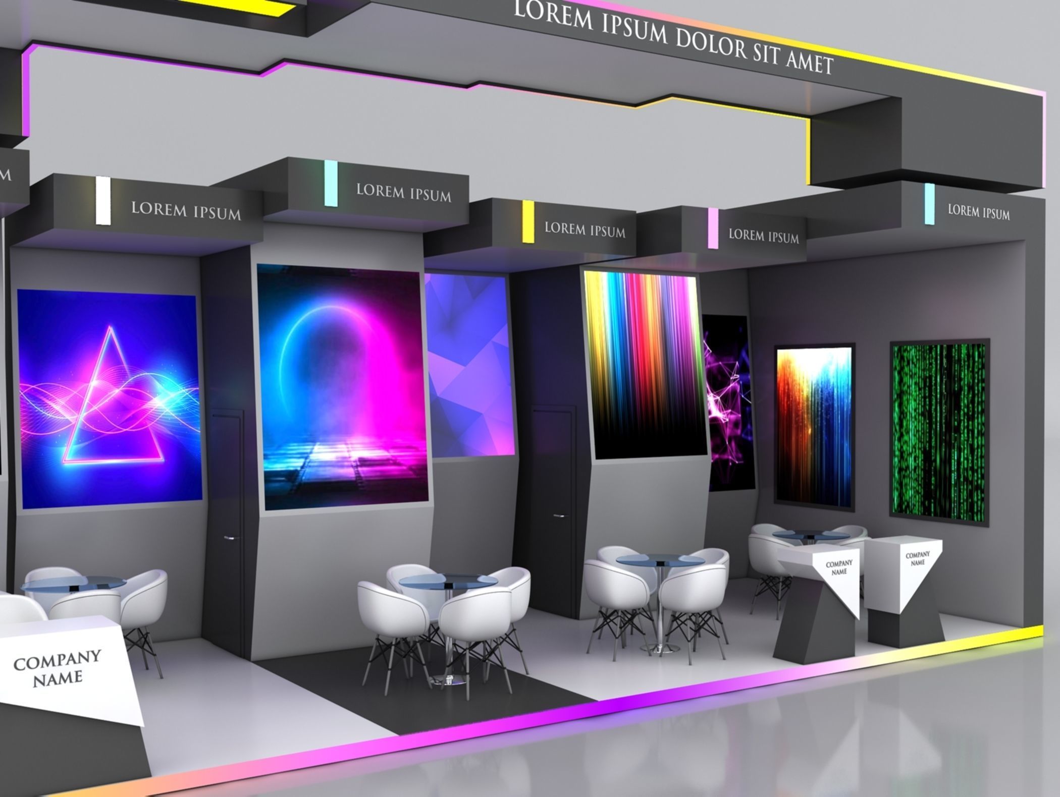 Booth Exhibition Stand Stall 4x10m Height 500 cm 2 Side Open 3D model_1