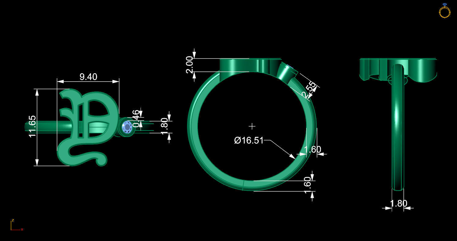 - Old English font ring Y 3D print model_11