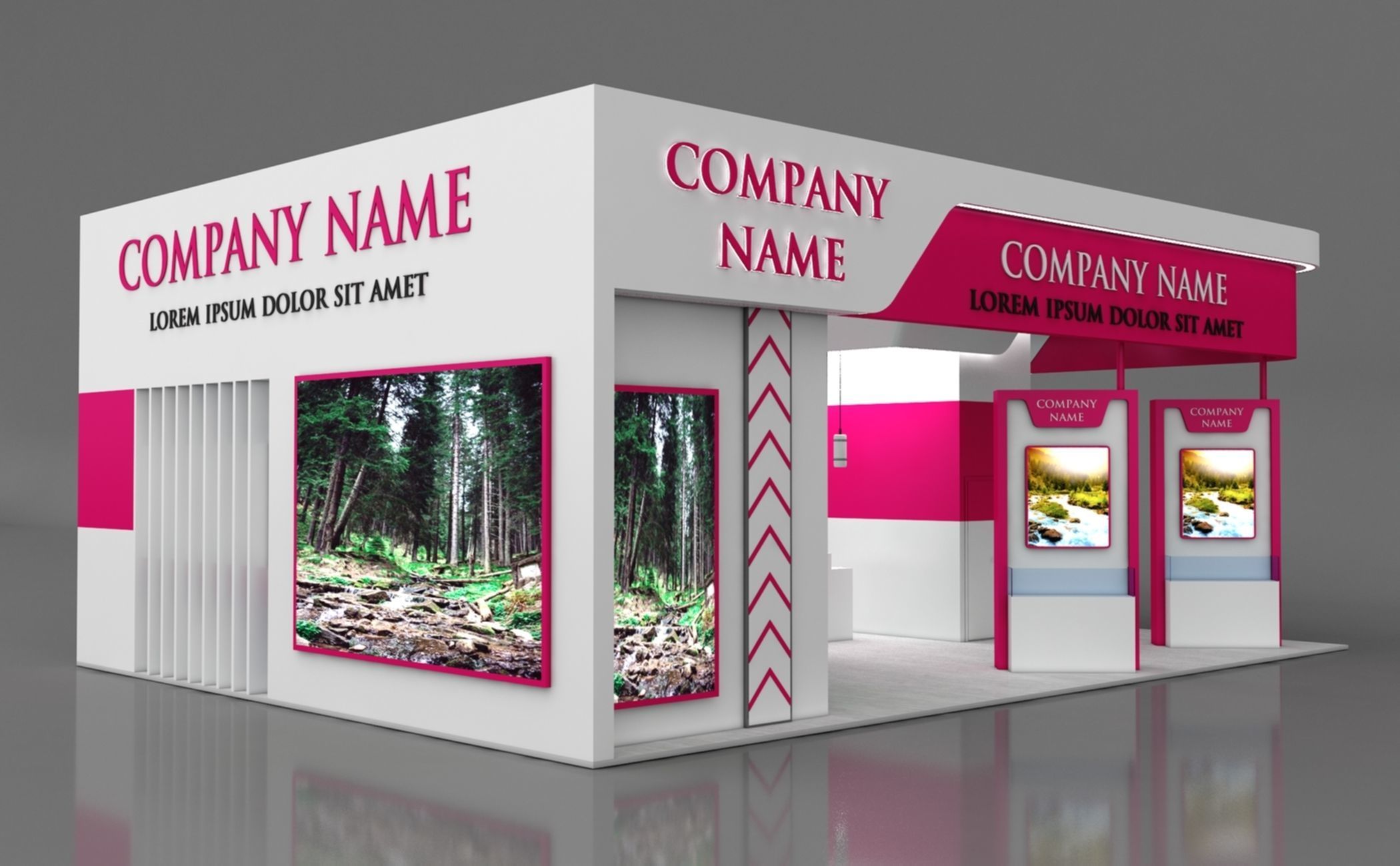 Booth Exhibition Stand Stall 12x9m Height 500 cm 4 Side Open 3D model_3