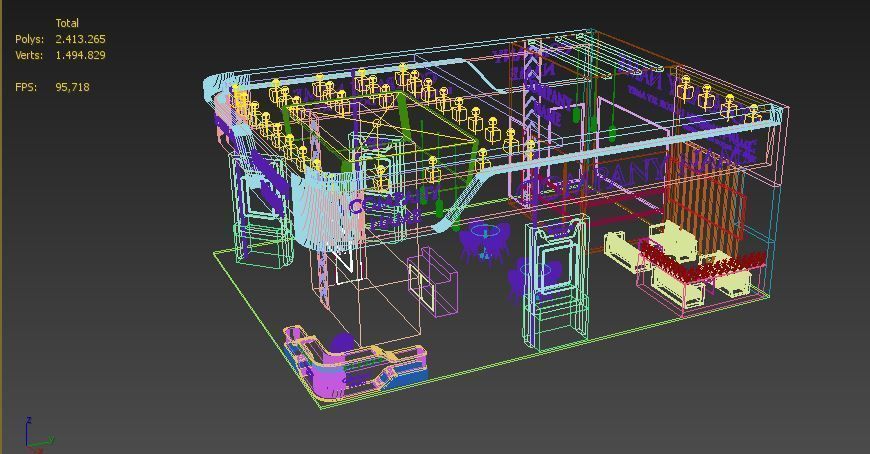 Booth Exhibition Stand Stall 12x9m Height 500 cm 4 Side Open 3D model_7