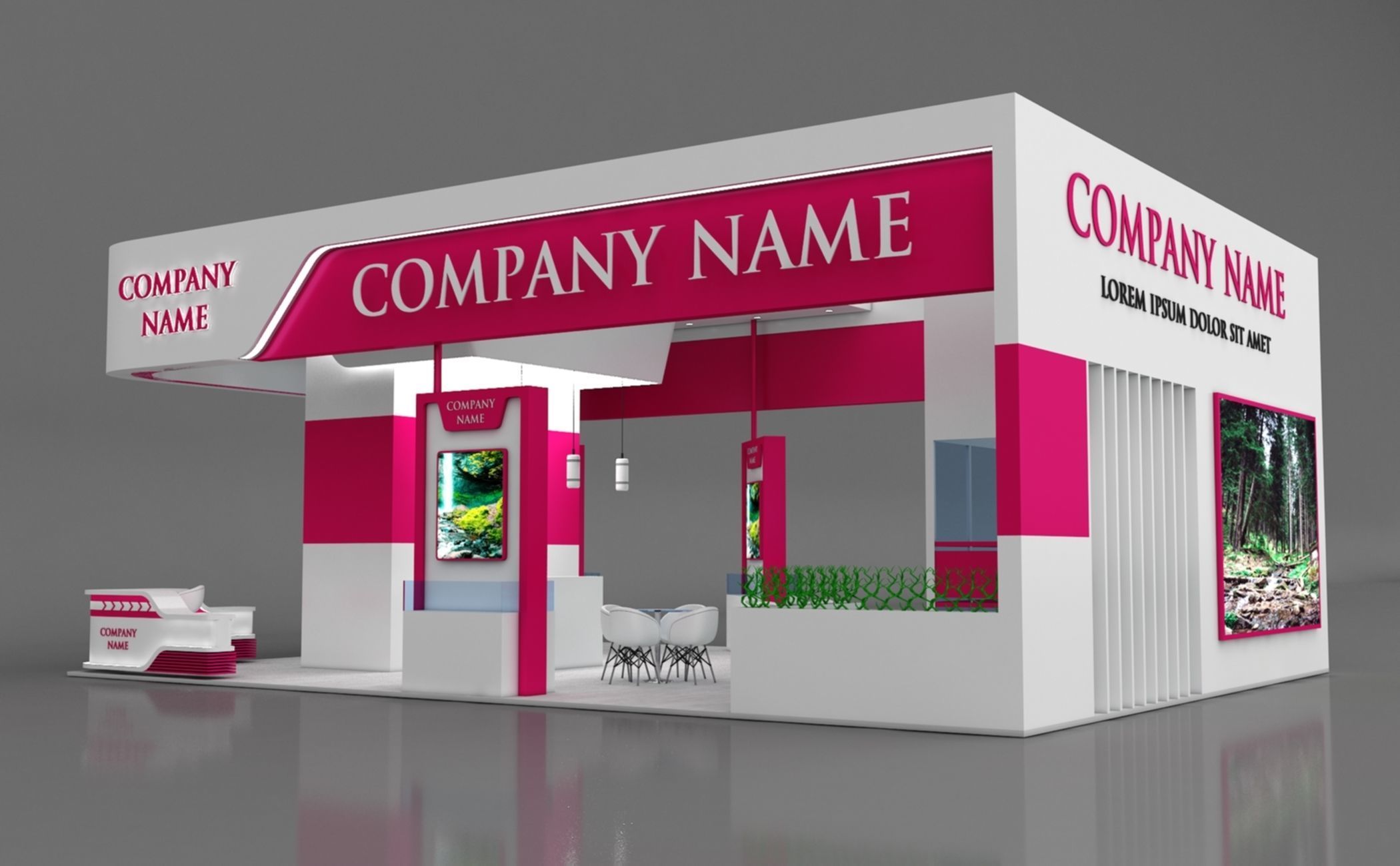 Booth Exhibition Stand Stall 12x9m Height 500 cm 4 Side Open 3D model_4