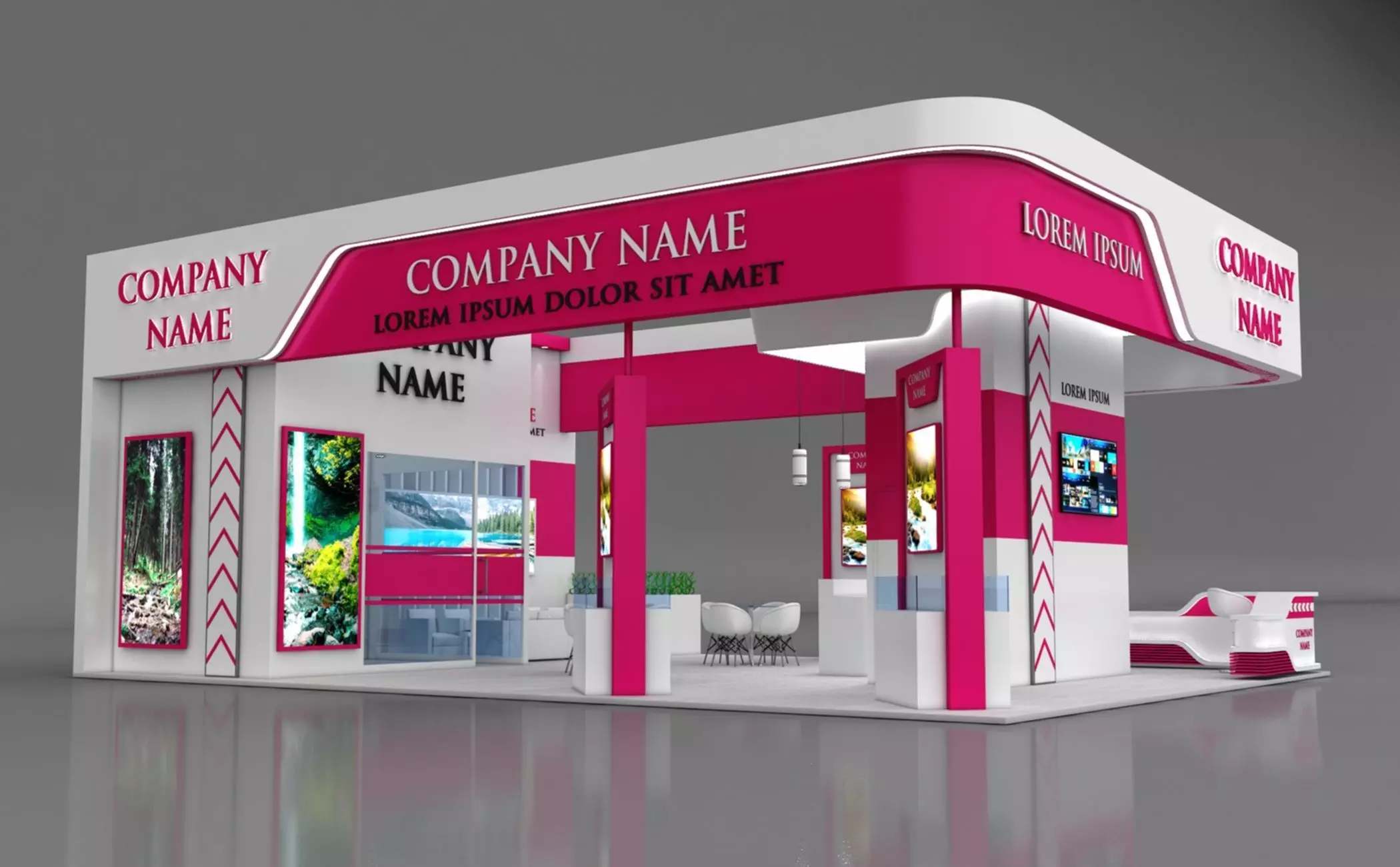 Booth Exhibition Stand Stall 12x9m Height 500 cm 4 Side Open 3D model_0