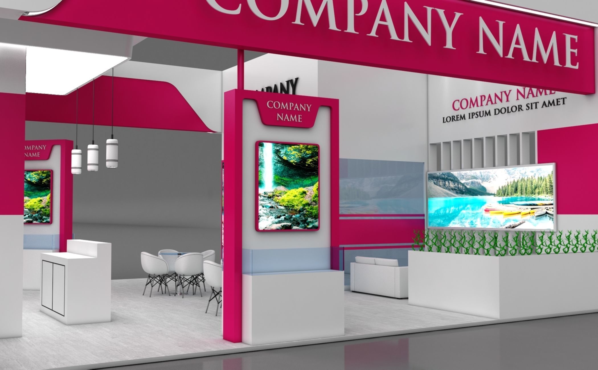 Booth Exhibition Stand Stall 12x9m Height 500 cm 4 Side Open 3D model_5