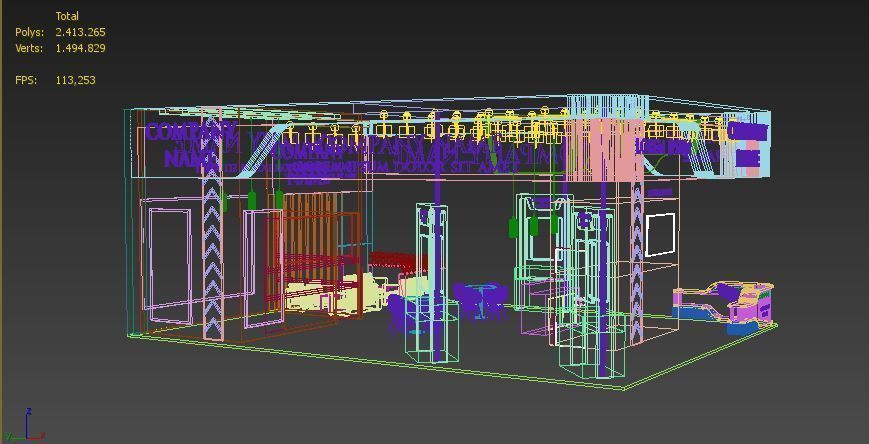 Booth Exhibition Stand Stall 12x9m Height 500 cm 4 Side Open 3D model_6