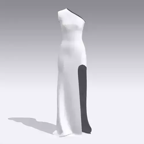 DRESS ONE SHOLDER WHITE SLIT DRESS