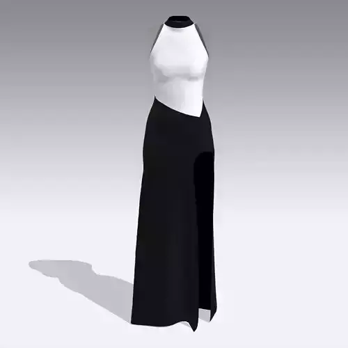 DRESS ASYMETRIC SLIT HALTER SHAPE DRESS 3D model