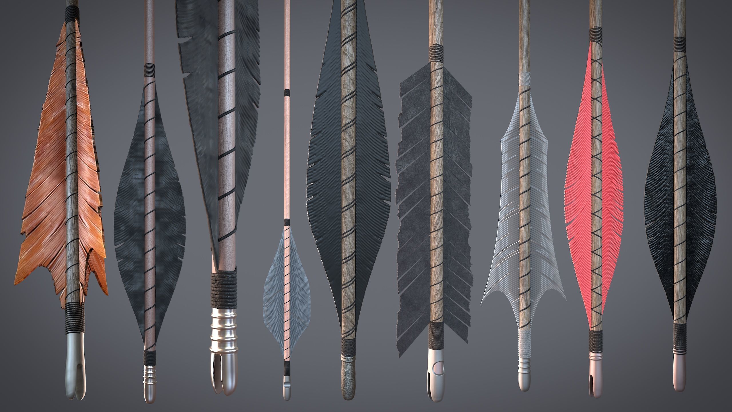 Medieval Arrows Pack - 44 Assets Low-poly 3D model_7