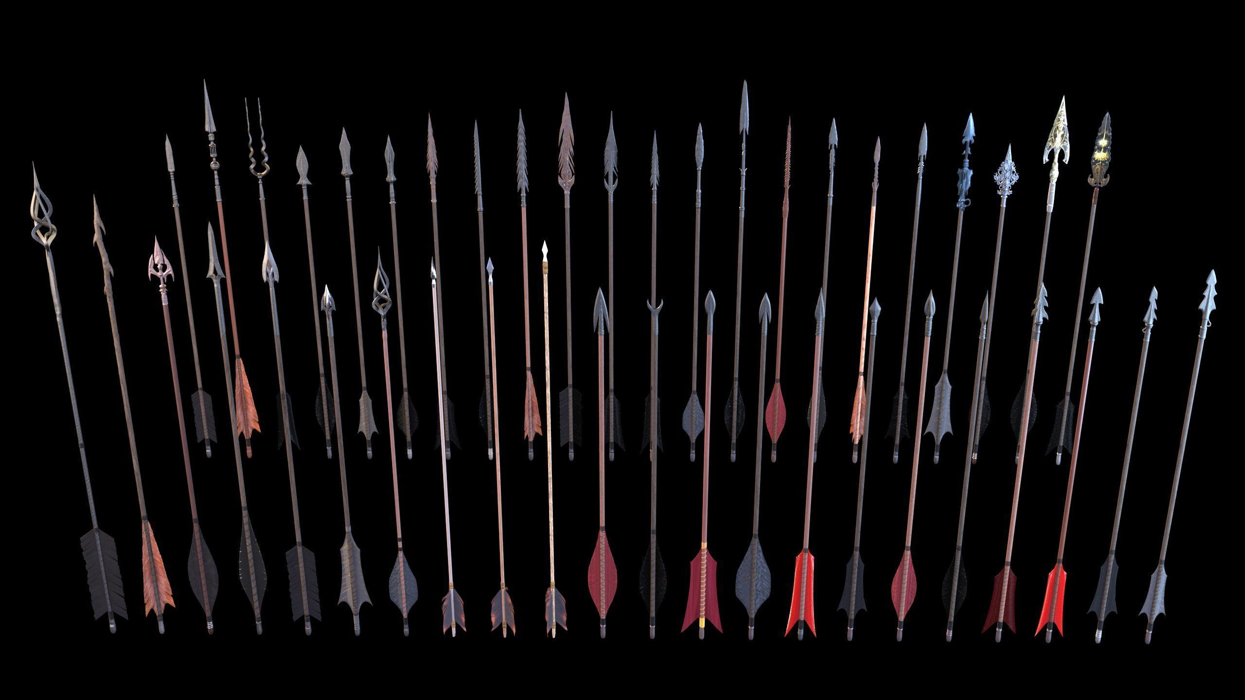 Medieval Arrows Pack - 44 Assets Low-poly 3D model_2