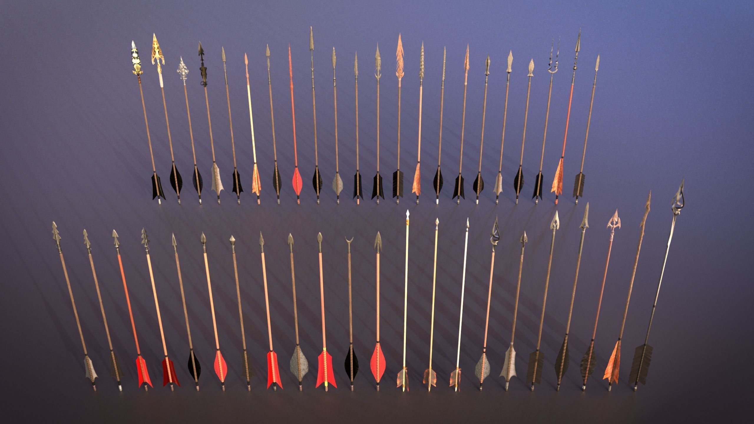 Medieval Arrows Pack - 44 Assets Low-poly 3D model_13