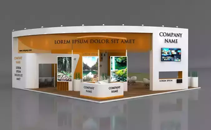 Booth Exhibition Stand Stall 12x12m Height 500 cm 3 Side Open 3D model