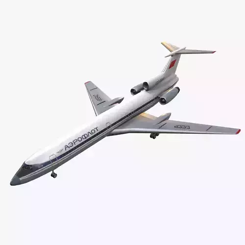 Tupolev Tu-154 USSR Animated Low-poly 3D model