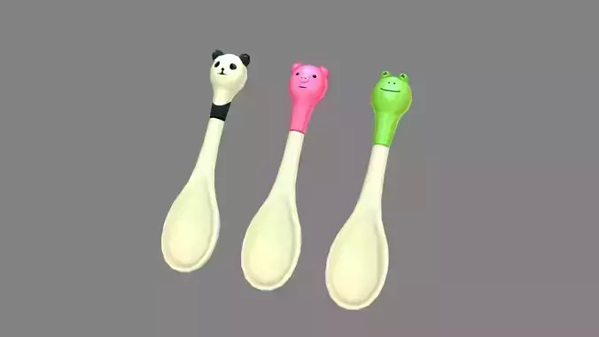 Cartoon animal shape spoons - panda - pig -  frog