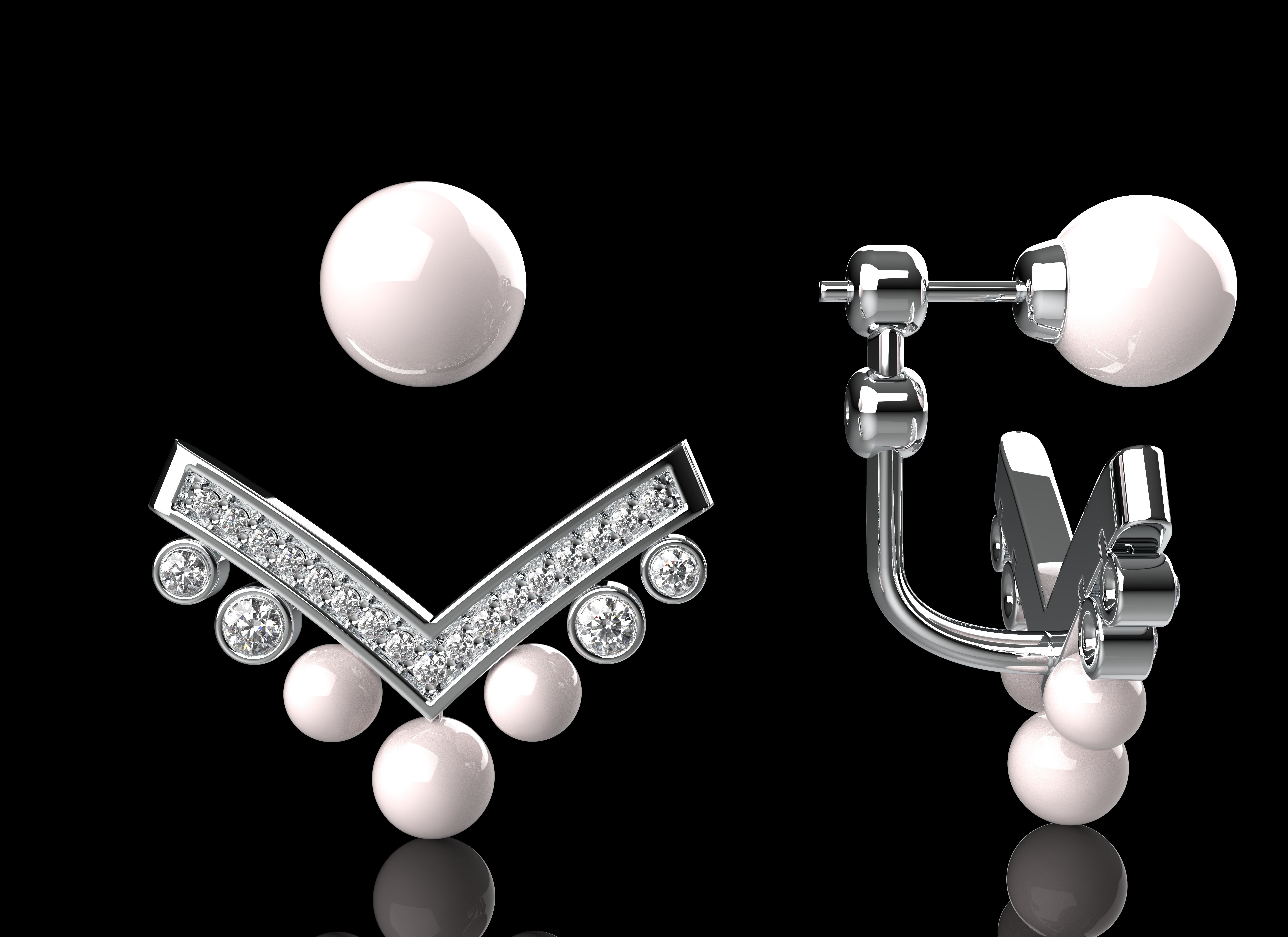 fashion CHAUMET earrings with pearls Bee My Love 3D print model_24