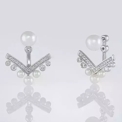 fashion CHAUMET earrings with pearls  Bee My Love 3D print model