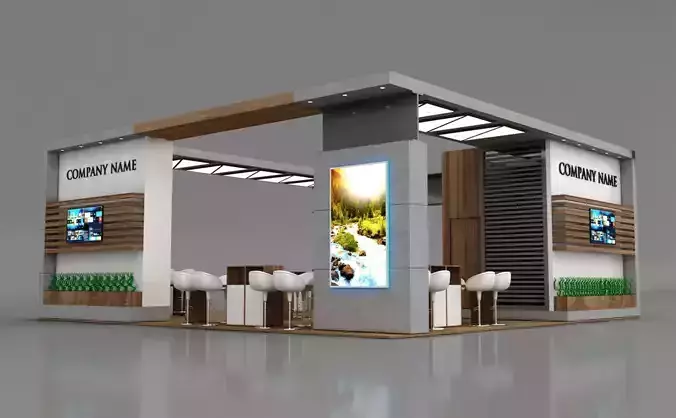 Booth Exhibition Stand Stall 10x10m Height 400 cm 4 Side Open 3D model