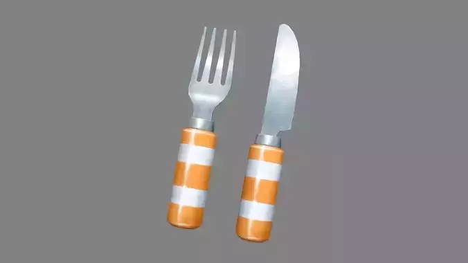 Cartoon tableware - knife and fork